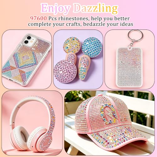 40 Colors 3mm Jelly Resin Rhinestones Bedazzling Kit with 6 Jewelry Glues - Pamaner