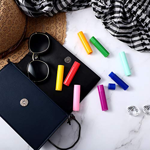 64 Pieces Lip Balm Tubes 5 ml Empty Lip Gloss Balm Containers Refillable Rotatable Plastic Lipstick Tubes DIY Lip Gloss Balm Tube Holder for DIY Cosmetic, 8 Colors