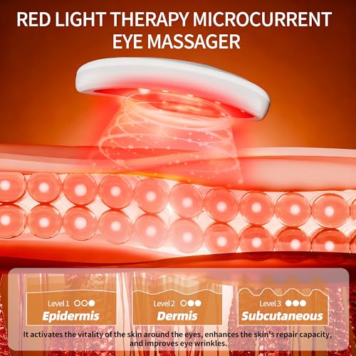 Red Light Therapy Eye Pods for Under Eye Bags - 1 Pack + 4 Reusable Gel Patches, Portable Eye Care Device