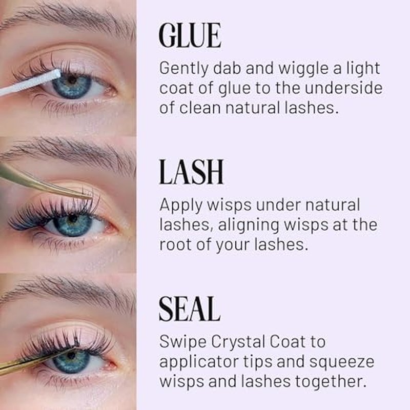 Lilac St - Feather Natural Faux Eyelash Clusters (12mm) - Cat Eye Look - DIY Lash Extension Wisps - Lightweight & Lifelike - Lasts 10 Days - Cruelty Free, Vegan, Women Founded - 10 Lashes