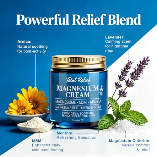 Magnesium Cream with Arnica & MSM for Muscle & Joint Support - 4 Fl Oz