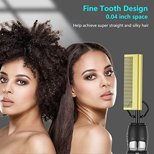 Pink Electric Hot Comb for Hair Styling - Black