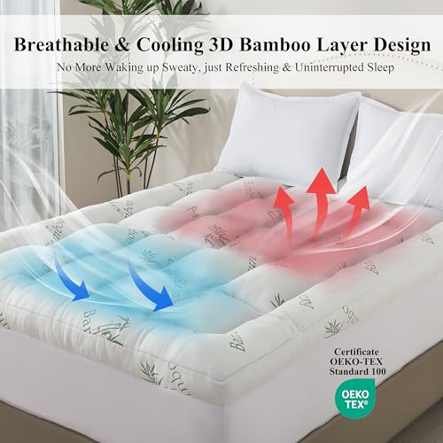 White Queen Size Memory Foam Mattress Topper with Gel Cooling & Support - 3 Inch