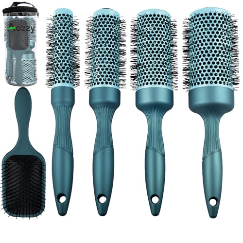 Professional Hair Brush Set for Blowouts - 4-Piece Round & Paddle Styling Brushes