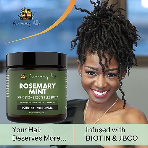 Sunny Isle Rosemary Mint Hair & Strong Roots Butter 4 oz - Biotin, Jamaican Black Castor Oil