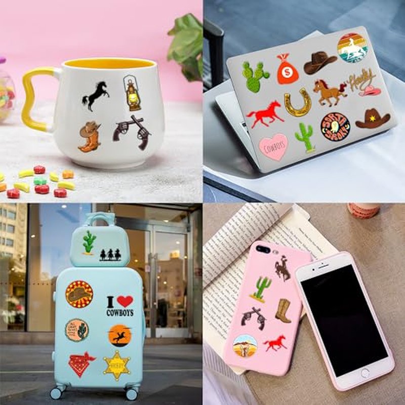 96 PCS Western Cowboy Pre-Cut Temporary Tattoos for Kids First Themed Birthday Party Supplies Favors Decorations 8 Sheets Super Cute Fake Tattoo Stickers Gifts For Boys Girls School Rewards
