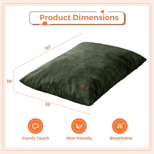 MAXYOYO Kids Bean Bag Chair 3-in-1 Floor Sofa - Dark Green 50x35 inches