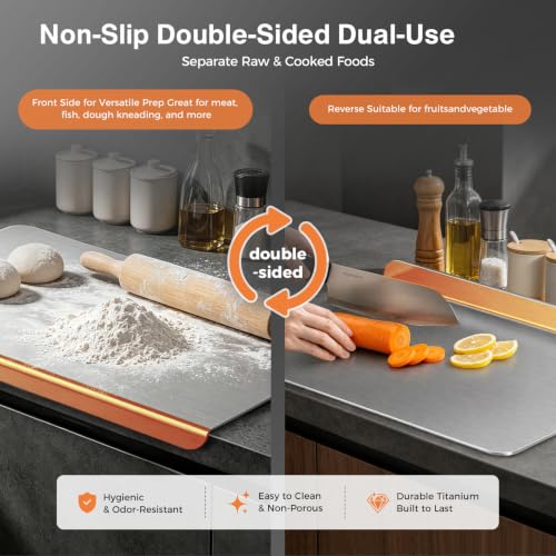 Titanium Cutting Board for Kitchen, Non-Toxic 20 x 16 Inches with Cutting Mat