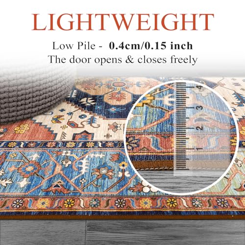 8x10 Rust Washable Boho Southwestern Area Rug - Large Vintage Oriental Design