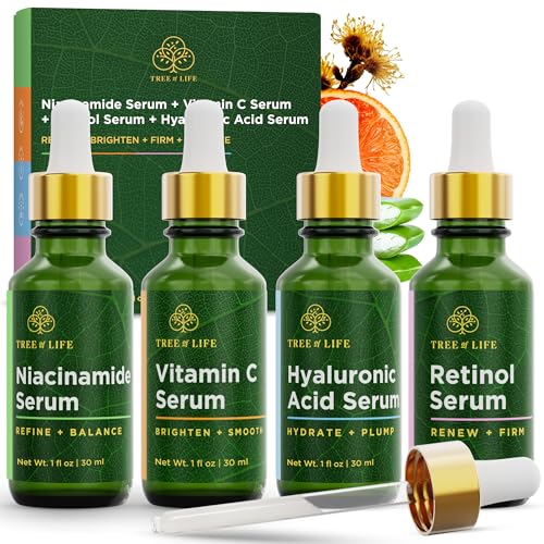 Tree of Life Complete Skincare Routine Set of 4 Serums for Face & Neck