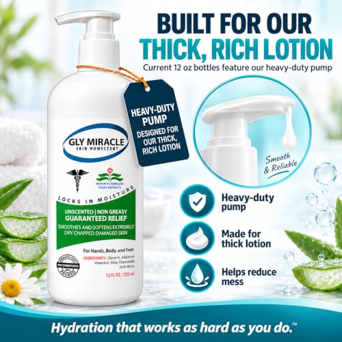 GLY MIRACLE Unscented High-Glycerin Body Lotion 12 oz Pump - Non-Greasy Moisturizer
