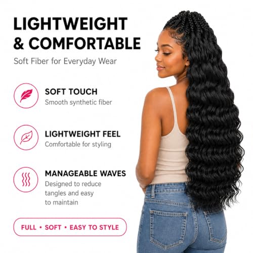 Pre Looped Ocean Wave Crochet Hair 18 Inch - 10 Packs, 1B Style