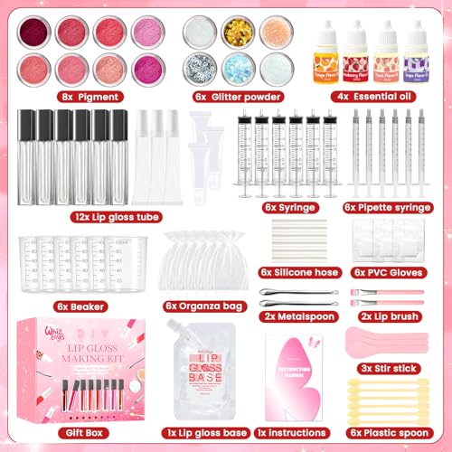 Lip Gloss Making Kit, Lip Gloss Kit, Diy Lipgloss Set, Fun Make Your Own Lipgloss Kids£¬Party Birthday Gifts for Girls, Women, Moisturizing Lip Gloss Base