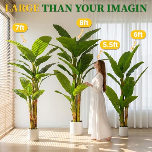 6FT Artificial Banana Tree - Large Faux Tropical Indoor Floor Plant for Home & Office Decor