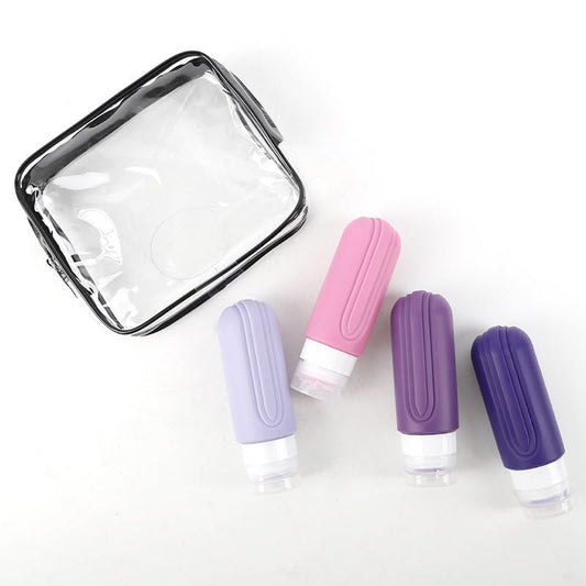 4pcs/Set Travel Bottles for Toiletries, 3oz Refillable Travel Size Containers, Leak Proof Silicone Squeezable Containers, Portable Essentials for Toiletries Shampoo Lotion - Purple