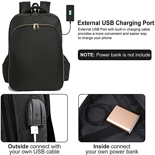 Travel Bag for Clippers and Supplies Large Case Organizer for Barbers Large Portable Backpack Bag for Hairstylists Tools (BLACK WITH USB)
