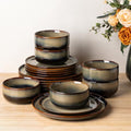 Ceramic Dinnerware Set for 6 - 18-Piece Mocha Brown Tableware