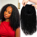 12 Inch Afro Kinky Curly Human Hair Half Wig - Natural Black, Seamless & Glueless, Beginner Friendly