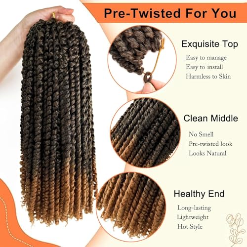 8 Packs Passion Twist Hair 14 Inch Pre-twisted Crochet Braids T27 Variation
