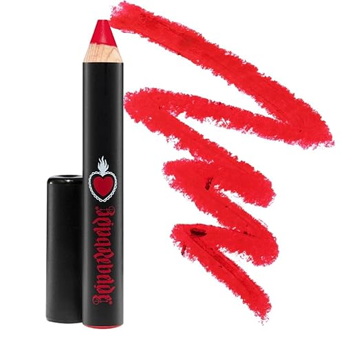 REINA REBELDE Atrevida Bold Lip Matte Stick Pencil - Punchy Red w/Hint of Orange/Long-Wearing Opaque Matte Finish/Jojoba Oil & Vitamin E/Wood Barrel Pencil/Moisturizing