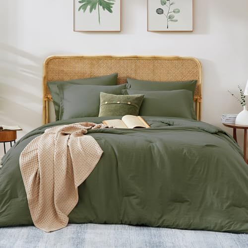 Alpine Olive Oversized King Comforter Set 7 Pieces Bed in a Bag - WRENSONGE