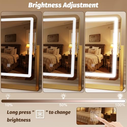 CraftCraze 15x13 Inch Dimmable LED Lighted Makeup Mirror with 3 Color Modes