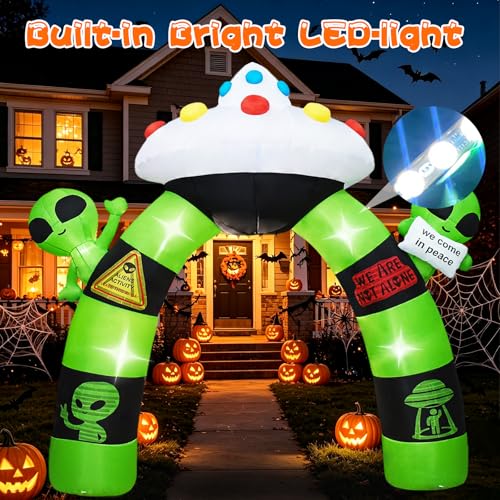 10FT Alien Halloween Inflatable Archway with LED Lights for Outdoor Yard Decor