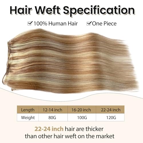Human Hair Sew-In Extensions 12 Inch Blonde Highlight Remy Weft Full Head
