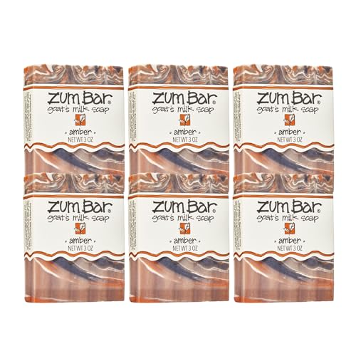 Zum Indigo Wild Goat's Milk Soap Bar - Bar Soap for Hands & Body Made with Essential Oils - 3 oz - Amber (6 Pack)