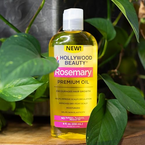 Hollywood Beauty Rosemary Oil for Hair, Scalp, & Skin, 8 fl oz - Encourages Hair Growth, Helps Improve Scalp Circulation