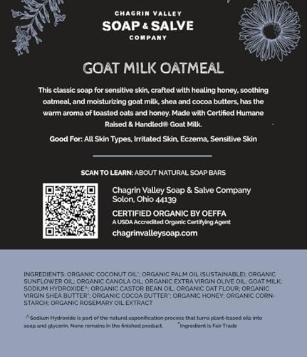 Unscented Oatmeal Honey Goat Milk Soap Bar 3-Pack for Dry & Sensitive Skin