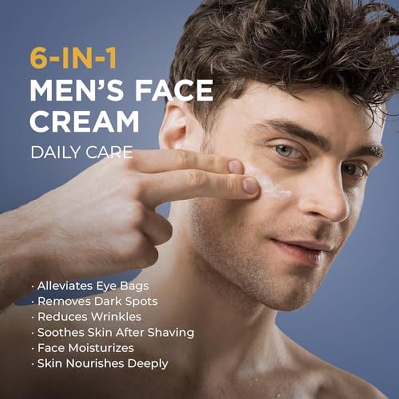 6 in 1 Face Cream for Men: 6 in 1 Mens Face Moisturizer, Mens Face Cream Anti Aging - Eye Bags Treatment & Wrinkle Cream for Men Pack of 2