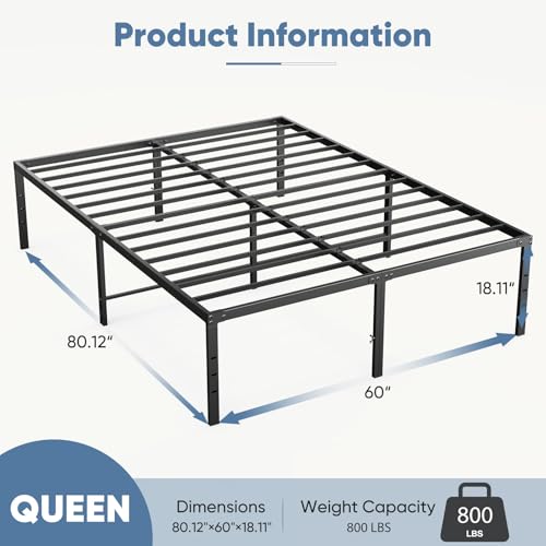 DUMOS Queen Bed Frame 18 Inch Metal Platform Bed Frame - Modern & Durable