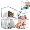 Stackable Food Storage Bins Set 3 XL + 2 Medium Transparent Plastic Organizers