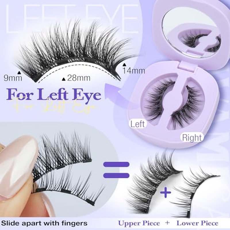 Magnetic Eyelashes with Applicator ? Easy Snap-On Magnetic Lashes for Beginners, Natural Cat Eye Look, No Glue No Liner, Reusable Lightweight Strip Lashes by Yawamica