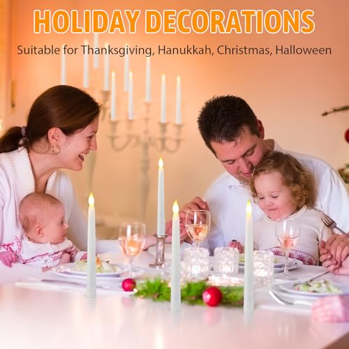 8.5 Inch White Flameless LED Taper Candles Bulk - Safe Romantic Decor