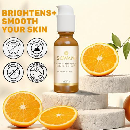 Gentle Vitamin C Serum ? Brightening & Hydrating with Citrus Stem Cells and Chamomile, Safe for Rosacea & Sensitive Skin, 1oz
