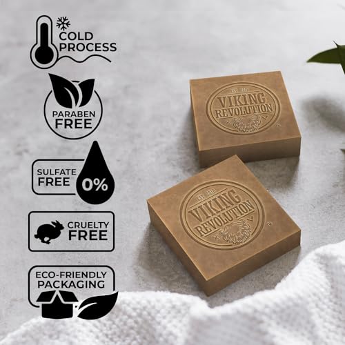 Viking Revolution Cedar and Pine Beard Oil for Men and Cedarwood and Pine Natural Soap for Men - Natural Argan & Jojoba Beard Softener, Mens Soap Bar with Essential Oils Cold Pressed Bar Soap for Men