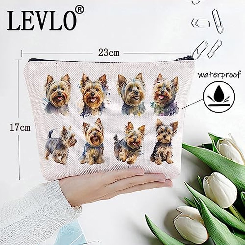 LEVLO Yorkshire Terrier Cosmetic Makeup Bag Yorkshire Dog Lover Gift Yorkie Owner Travel Pouch Bag Yorkshire Puppy Mom Gift (Yorkshire Terrier)
