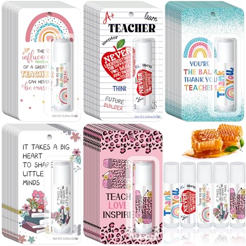 60 Pack Teacher Employee Appreciation Gift Bulk Lip Balm Employee Staff Appreciation Teacher Staff Team Thank You Gift Bulk Honey Flavor Balm Inspirational Party Favors for Women Men (Classic)