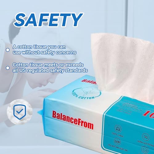Elevon Ultra-Gentle 100% Natural Cotton Facial Tissue - Unscented Multi-Purpose Dry Cotton Tissue for Sensitive Skin, Makeup Removal & Baby Care, (Pack of 18)