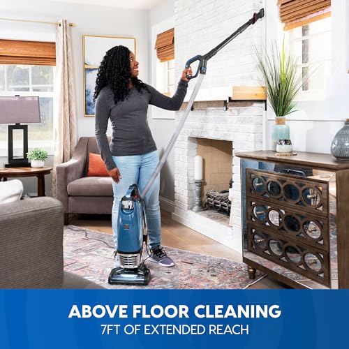 Vacmaster UB0302E Bagged Upright Vacuum Cleaner - Lightweight, 2-Motor, HEPA, Grey-Blue