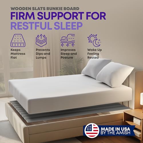Heavy Duty Wooden Queen Bed Slats Support with Cover - Replacement for Platform Bed Frame