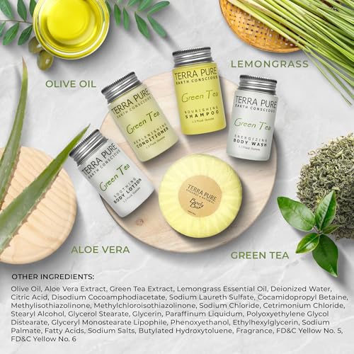 Hotel Toiletries Set 75 Pieces - Shampoo, Conditioner, Lotion & Body Wash with Green Tea Scent