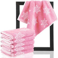 6 Pcs Christmas Washcloths Cotton Wash Cloths 13 X 13 Winter Xmas Kitchen Small Face Towels Absorbent Soft Bath Towels for Christmas Holiday Party Decor(Pink,Snowflakes)