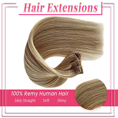 Valiilo 16 Inch Blonde Highlight Remy Clip-In Hair Extensions - Seamless 7-Piece Set