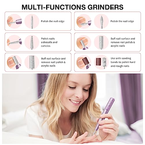 Cordless Electric Nail Drill Machine Pink - 20000 RPM, Rechargeable & Portable, 12-in-1 Kit for Beginners & Pros