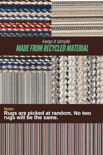 Carnival Stripe Non-Slip Recycled Area Rug 7x12 Feet - Earth Tones, Modern