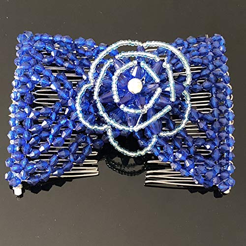 Stretch Beaded Hair Combs Set - Assorted Colors and Designs, 10 Pcs