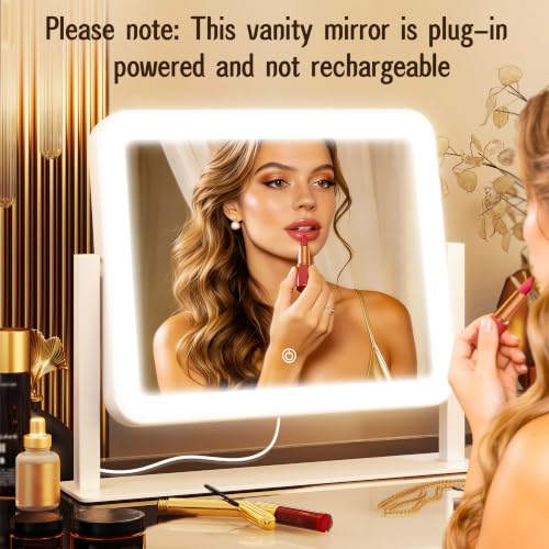 12x14 Inch Lighted Vanity Makeup Mirror with Touch Control - White / 12 L x 14 W